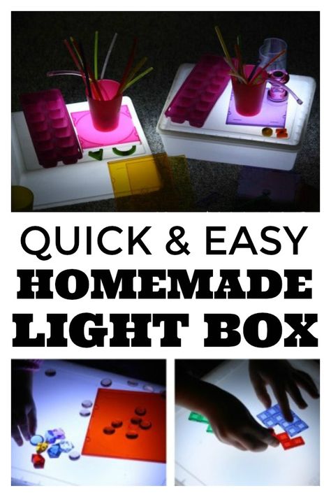 Homemade Light Box for Under $10 - Happy Hooligans Diy Light Table For Tracing, Diy Light Box For Kids, How To Make A Light Box Diy, Light Activities For Kids, Light Table For Kids, Light Box Ideas, Visual Activities, Light Box Activities, Light Box For Tracing