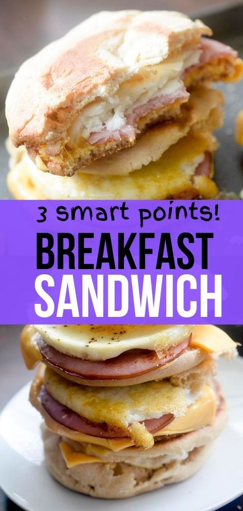 Camping Meal Planning, Weight Watchers Recipes Breakfast, Smart Points Recipes, Weight Watchers Meal Plans, Ww Breakfast, Breakfast Sandwich Recipes, Ww Food, Weight Watcher Meals, Freezer Breakfast Sandwiches