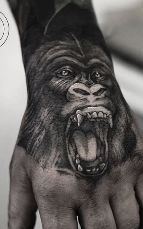 Gorilla Hand Tattoo, Trendy Hand Tattoos, Gorilla Tattoos, November Tattoo, Minimalist Symbols, Hand Tattoos For Men, Animal Tattoos For Men, Hand Tatto, See Tattoo