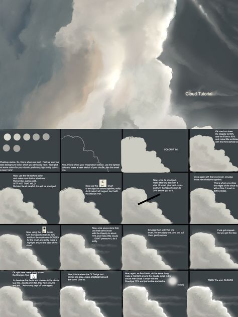 Cloud tutorial by Adonihs Digital Clouds Tutorial, Clouds Digital Art Tutorial, How To Shade Clouds, Cloud Tutorial Digital, How To Draw Clouds Digital, How To Draw Clouds With Pencil, Paint Clouds Tutorial, Digital Art Clouds, Cloud Digital Art