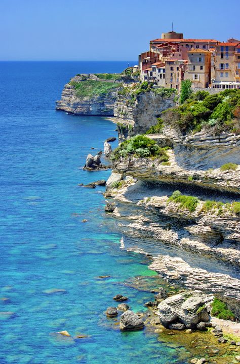 From its wonderful white cliffs, the town opens on the Mediterranean at only 14km from the sardinian Coasts.  - Photo by  Pascal POGGI Bonifacio Corsica, Best Beaches In Europe, Corsica France, Visit France, Voyage Europe, Destination Voyage, Lofoten, France Travel, Places Around The World