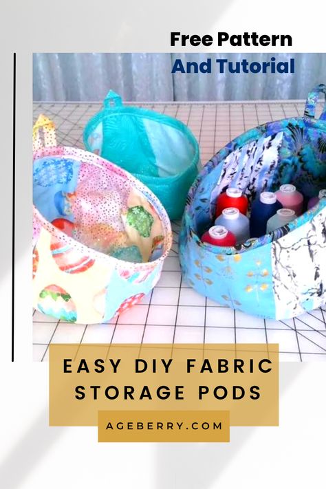 Storage Pod Patterns, Pod Bag Pattern Free, Bubble Basket Bag Pattern Free, Bubble Basket Free Pattern, Fabric Containers To Sew, Fabric Bubble Baskets, Bubble Basket, Storage Pods Sewing Pattern Free, Fabric Pods Free Pattern