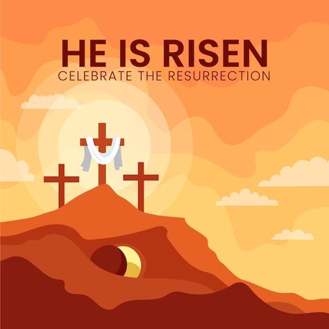 Flat he is risen easter sunday illustrat... | Free Vector #Freepik #freevector #easter-sunday #christian-easter #easter #easter-holiday Sunday Illustration, April Wallpaper Aesthetic, Spring Wallpaper Iphone, Aesthetic Spring Wallpaper, Wallpaper April, April Aesthetic, Easter Countdown, April Wallpaper, Destiny Images