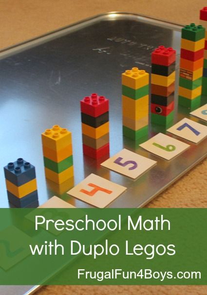 Two preschool math activities using Duplo Legos.  These are great for younger brother while the older ones do their schoolwork! Preschool Math Activities, Numbers Preschool, Math Activities Preschool, Toddler Learning Activities, Learning Numbers, Preschool Learning Activities, Preschool Math, Homeschool Preschool, Preschool Classroom