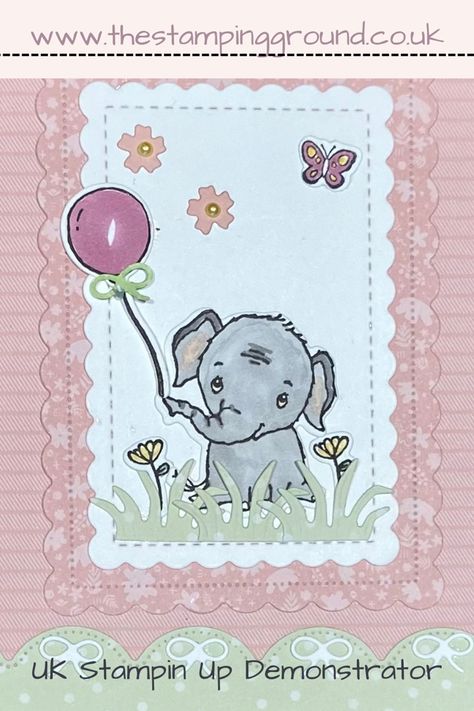 Cute Elephant Card Elephant Parade Cards, Elephant Parade Stampin Up Cards, Elephant Cards, Stampin Up Birthday Cards, Baby Cards Handmade, Elephant Parade, Elephant Birthday, Cartoon Elephant, Hand Made Greeting Cards