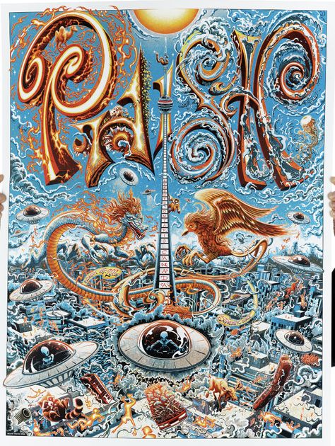 Official LE poster for Phish at Toronto Budweiser Stage | 8.10.2022 | by @milestsang | 18” x 24” | Edition of 1,100 Phish Posters, A Princess Of Mars, 1984 Book, Andrew Bird, 12 Monkeys, Ace Books, A Bug's Life, American Gods, Pop Culture Art