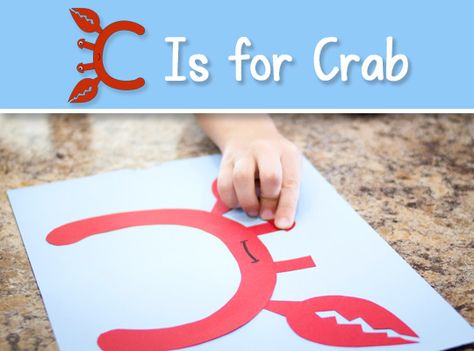 Letter C craft printable template alphabet Alphabet Lapbook, Letter C Craft, Letter C Preschool, C Craft, Letter C Activities, Letter C Crafts, Crab Craft, Crab Crafts, Alphabet Crafts Preschool