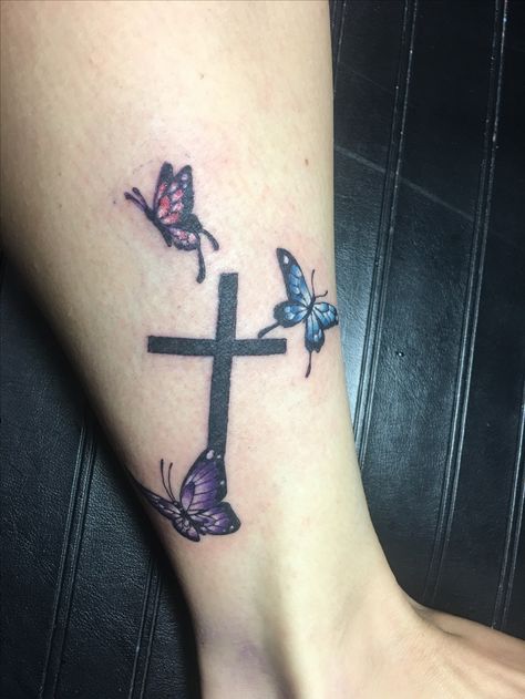 Cross and butterfly tattoo Cross With Butterfly Tattoos For Women, Cross With Butterflies Tattoo, Cross And Butterfly Tattoo For Women, Cross Tattoo With Butterflies, Butterfly With Cross Tattoo, Butterfly Tattoo With Cross, Cross With Butterfly Tattoo, Butterfly And Cross Tattoo, Cross And Butterfly Tattoo