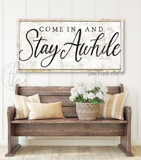 "For more great designs visit our website: https://toefishart.com/ 🌺 🌺 This is a ✼✼ CANVAS ✼✼ sign 🌺 🌺 Be surrounded by decor you LOVE!™ -- At ToeFishArt, we make finding the best home furnishings easy. You want personalized, custom wall art and decor. -- Our experts with decades of experience design that for you, in every style imaginable! -- From modern and rustic farmhouse, to cottagecore, vintage, retro, industrial, Americana, primitive, country, western cowboy, coastal, boho, minimalist and more! Toe Fish Art has been featured in Better Homes & Gardens, Cottages & Bungalows, Country Sampler and American Farmhouse Style magazines, to name a few. Let the personal service of our USA-based team help with decor that's unique to you! We specialize in rustic farmhouse canvas, wood and me Farmhouse Wall Hangings, Farmhouse Welcome Sign, Modern Farmhouse Signs, Country Entryway Ideas, Mud Room Decor, Entryway Wall Art, Western Entryway, Entry Way Bench Styling Farmhouse, Farmhouse Sign Living Room