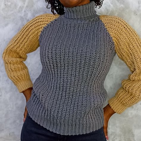 crochet colour block turtleneck sweater- pattern + tutorial - SitnCrochet Color Block Sweater Pattern, Colourblock Sweater, Sweater Tutorial, Crochet Sweater Pattern Free, Pattern Tutorial, Crochet Stuff, Sweater Crochet Pattern, Unique Crochet, Color Block Sweater