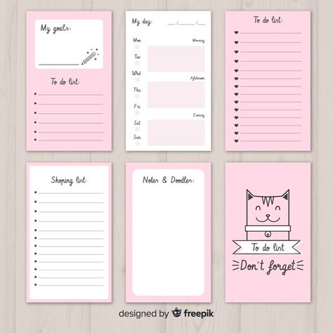 Colorful to do list collection with flat design Free Vector Weekly Planner Notepad, Weekly Schedule Planner, Journal Elements, Project Life Scrapbook, Weekly Planner Free, Wedding To Do List, Note Doodles, To Do Lists Printable, Print Planner