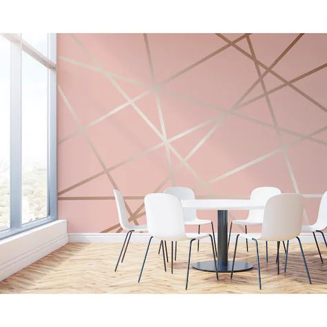 Accent Wall Bedroom Paint, Geometric Wall Paint, Tumblr Rooms, Bedroom Wall Designs, Bedroom Wall Paint, Accent Wall Bedroom, Pink Wall, Bedroom Paint, Geometric Wall