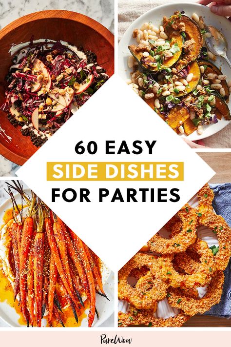 Here are 60 easy side dishes for parties that are impressive, exciting and will wow your guests at any gathering. cheese,cooking,dinner,easy,entertaining,fast,food,national,recipe,side-dish,vegetable Side Dishes For Party, Side Dishes For Parties, Dishes For Party, Dishes For Parties, Winter Side Dishes, Easy Side Dishes, Party Side Dishes, Easy Vegetable Side Dishes, Vegetable Side Dishes Recipes