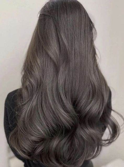 Medium Ash Brown Hair Color, Medium Ash Brown Hair, Dark Grey Hair Color, Grey Brown Hair, Korean Hair Color, Ash Brown Hair, Ash Hair Color, Brown Hair Inspo, Brown Hair Balayage