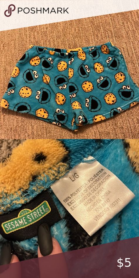 Size large fuzzy Cookie Monster pj bottoms Cookie Monster Pj Pants, Fuzzy Pjs, Fuzzy Pj Pants, Monster Room, Acid Bath, Thrifted Outfit, Pajamas Aesthetic, Night Clothes, Sesame Street Cookie Monster