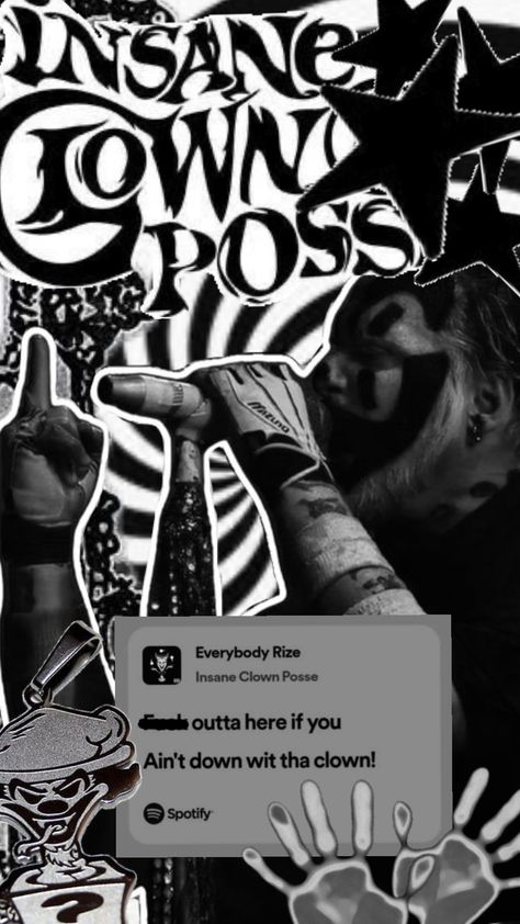 #myfirstshuffle #wallpaper #music #icp #insane #insaneclownposse #blackandwhite #black #white Clown Posse, Wallpaper Music, Insane Clown, Black White, Wallpapers, Music, White, Black