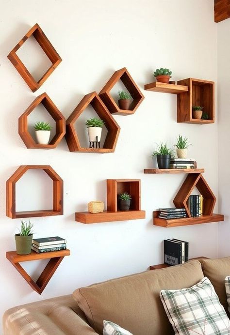 Creative wall-mounted designs using reclaimed wood enhance both style and functionality in home décor. By incorporating elements like floating shelves and tiered shelving, you can maximize space while showcasing your personal style. Consider how these innovative designs can transform overlooked areas into stunning focal points that invite exploration of your unique aesthetic. Wood Shelving Ideas, Diy Wall Shelf, Rustic Corner Shelf, Wood Shelving, Reclaimed Wood Shelves, Unique Shelves, Shelving Ideas, Shelving Design, Diy Wall Shelves