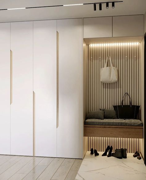 Curved Wardrobe Design, Corridor Storage Ideas, Hall Wardrobe, Modular Wardrobe, Wardrobe Interior, Diy Home Interior, Elegant Entryway, Home Hall Design, Luxury Closets Design