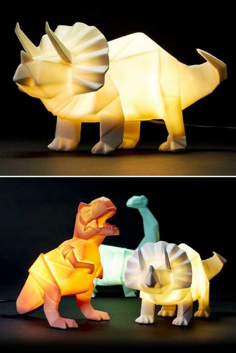 Like many adults, you may are still afraid of the dark and you should not be ashamed, it's true it's scary darkness. But you are an adult and you have an a Dino Lamp, Dinosaur Origami, Origami Lights, Dinosaur Lamp, Childrens Night Light, Scared Of The Dark, Origami Lamp, Big Bottle, Dinosaur Gifts