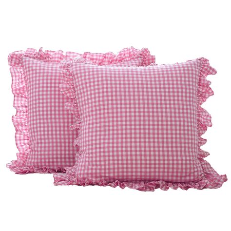 PRICES MAY VARY. 100% Stone-washed Cotton 100% washed soft cotton fabric, durable, breathable and skin friendly Pink and white buffalo plaid gingham checkered color, 26x26 inches large square pillow covers Shabby chic pink & white checkered design with ruffles, vintage farmhouse style Good decorative pillow covers for bed, sofa or as gift for holidays like Thanksgiving, Christmas Machine washable, wash separately, do not bleach, iron at medium temperature Pink And White Checkered, King Size Pillow Shams, Heart Pillows, Ruffle Pillow, King Size Pillows, Chic Pillows, Shabby Chic Pink, Euro Pillow, Euro Pillow Shams