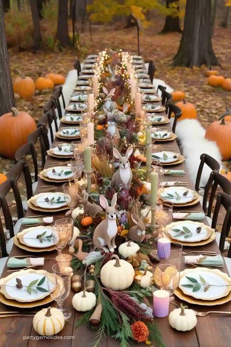 25+ Stunning Thanksgiving Tablescape Ideas - Fun Party Games Ideas for Adults and Kids Thanksgiving Tea Party, Games Ideas For Adults, Thanksgiving Tea, Party Games Ideas, Autumn Tea Party, Thanksgiving Kids Table, Tea Party Table, Thanksgiving Tablescape, Friends Thanksgiving