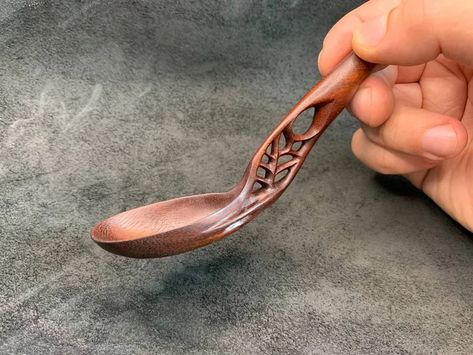 Custom Wooden Spoon. Handmade Wooden Spoon. Hand Carved Wooden - Etsy Canada Wooden Spoon Design, Whittle Projects, Custom Wooden Spoons, Welsh Love Spoons, Hand Carved Wooden Spoons, Handmade Wooden Spoons, Wood Spoon Carving, Wooden Fork, Love Spoons