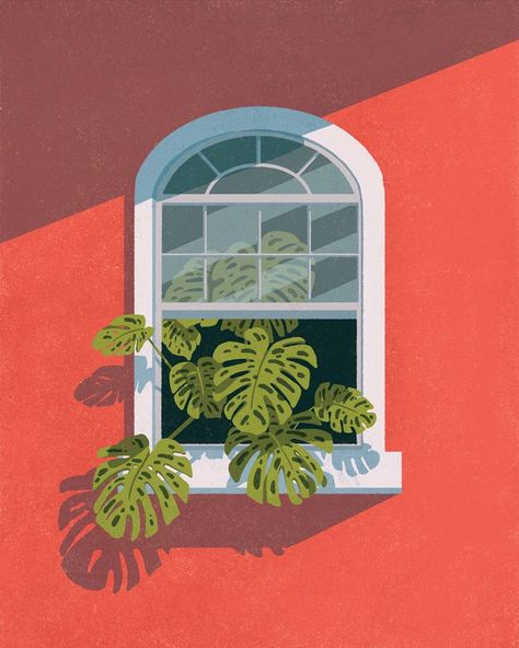 Foto Muro Collage, 심플한 그림, Gouache Art, Soyut Sanat Tabloları, Art Et Illustration, Plant Illustration, Beginner Painting, Painting Art Projects, The Window