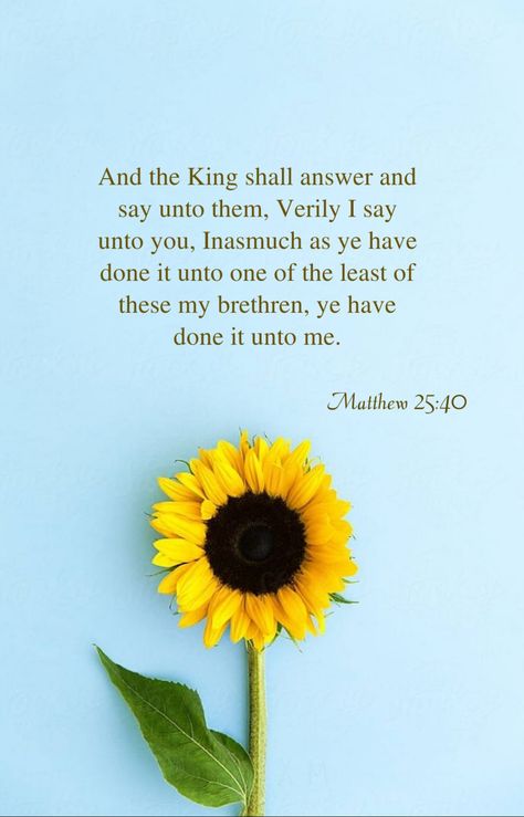 And the King shall answer and say unto them, Verily I say unto you, Inasmuch as ye have done it unto one of the least of these my brethren, ye have done it unto me. Matthew 25:40 Matthew 25:40, Matthew 25 40, Jesus Our Savior, Matthew 25, Picture Inspiration, Our Savior, For God So Loved The World, Only & Sons, Jesus Loves You