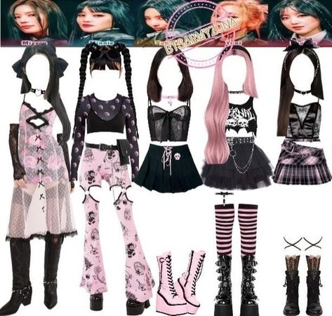 Gidle Concert Outfit Ideas, Gidle Inspired Outfits, Gidle Concert Outfit, Gidle Outfits Inspired, Pink Kpop Outfit, Gidle Concert, Kpop Dance Outfits, Miyeon Shuhua, Tomboy Outfit Ideas