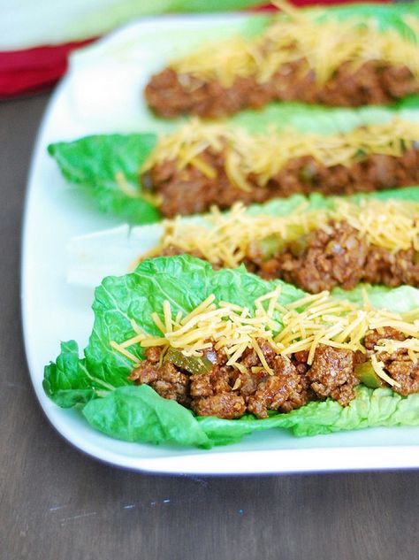 Make Low-Carb Sloppy Joes with this healthy recipe. Low Carb Sloppy Joe Recipe, Low Carb Sloppy Joes, Lettuce Boats, Lettuce Boat, Joe Recipe, Sloppy Joes Recipe, Lettuce Cups, Sloppy Joe, Keto Foods