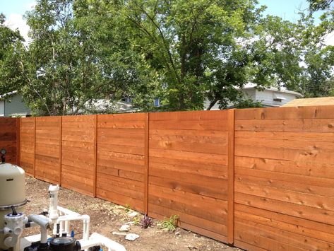 Horizontal Fence Photo Gallery [Apple Fence Company] Wood Fence Design, Fence Wood, Horizontal Fence, Carport Designs, Fencing Companies, Backyard Renovations, Outdoor Gym, Fence Ideas, Backyard Fences