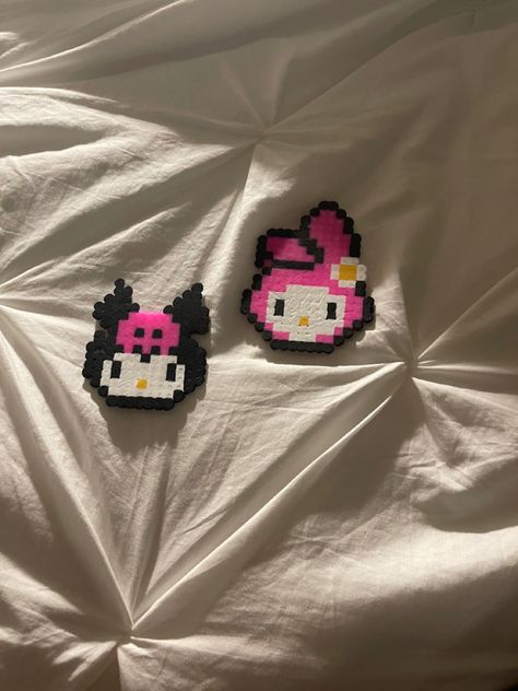 Fuse Bead Patterns Rave, Kuromi Pearl Beads, Kuromi Perler Beads Small, Kuromi Hama Beads, Kuromi Beads, My Melody Perler, My Melody Perler Beads, Kuromi Perler Beads, Pixlr Art