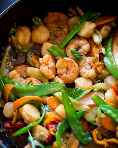 Whole30 Shrimp and Scallop Stir Fry - Paleo | PrimalGourmet Whole 30 Shrimp Stir Fry, Shrimp And Scallop Stir Fry, Scallop Stir Fry, Whole30 Shrimp, Shrimp And Scallop Recipes, Primal Gourmet, Prawn Stir Fry, Stir Fry Shrimp Recipes, Homemade Stir Fry Sauce