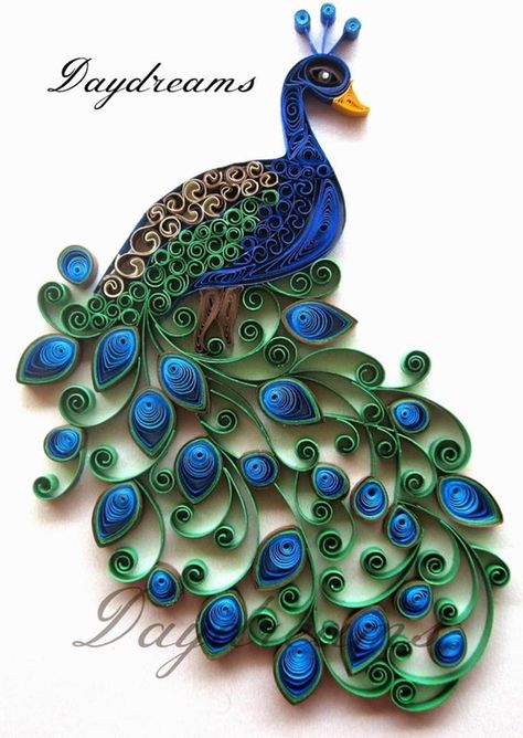 40 Easy Peacock Painting Ideas which are Useful - Bored Art Peacock Quilling, Peacock Embroidery Designs, Neli Quilling, Hantverk Diy, Quilling Animals, Arte Quilling, Origami And Quilling, Paper Quilling Jewelry, Quilling Work