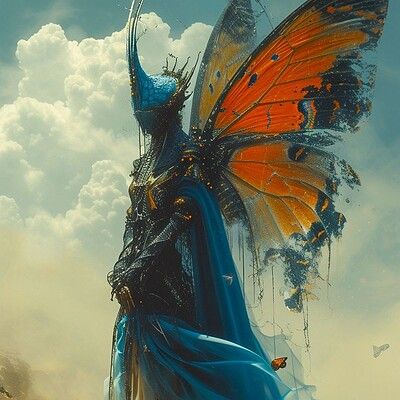 ArtStation - Cristina Samsa Butterfly Armor, Butterfly Fantasy Art, Butterfly Warrior, Ceremonial Armor, Space Monster, Fantasy Races, Angels And Demons, Blackbird, Whimsical Art