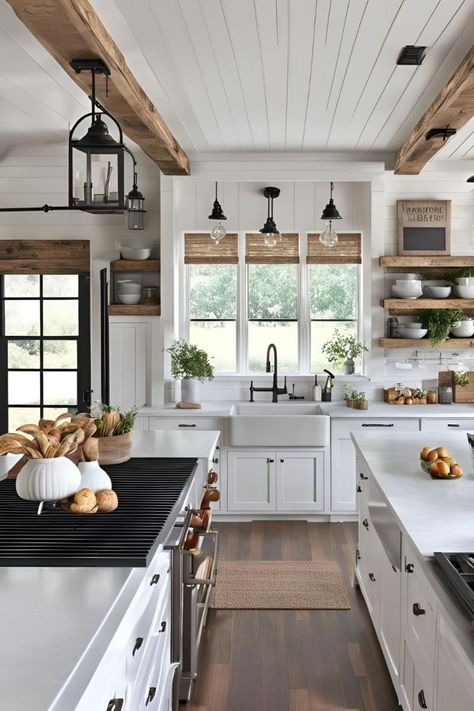 And All Shall Be Well Farmhouse Sink With Backsplash, Interior Farmhouse Design, Farmhouse Kitchen White Cabinets, Modern Farmhouse Interior Design Ideas, Farmhouse Furniture Ideas, Cranberry Farm, Buy Dirt, Small Farmhouse Kitchen, Modern Farmhouse Furniture