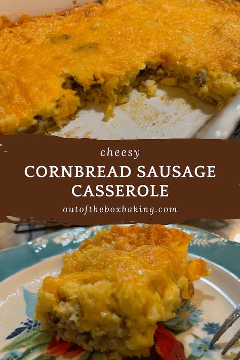 Cheesy Cornbread Sausage Casserole Jiffy Sausage Cornbread Casserole, Breakfast Cornbread Casserole, Cornbread Sausage Casserole, Jiffy Cornbread Breakfast Casserole, Cornbread With Sausage And Cheese, Mexican Cornbread With Sausage, Ground Sausage Cornbread Recipes, Sausage And Corn Recipes, Cornbread Casserole Recipes