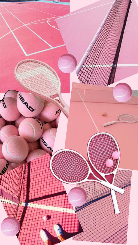 Pickleball Aesthetic Wallpaper, Tennis Collage, Pink Tennis Balls, Pink Tennis Racket, Tennis Essentials, Tennis Aesthetic, Pink Tennis, Ball Aesthetic, Gods Girl