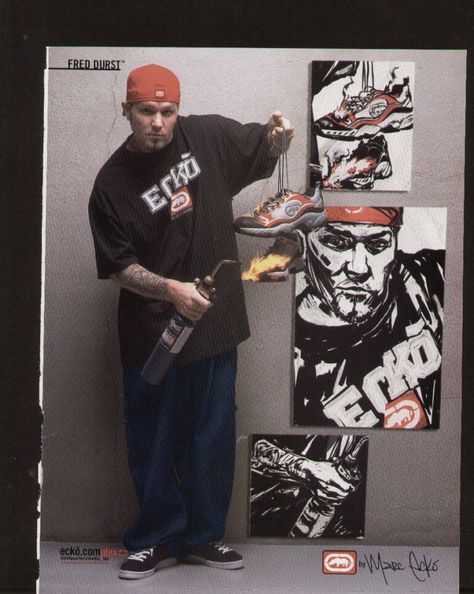 Ecko x Fred Durst circa 1997 Fred Durst Outfit, Limp Biscuit, 2000s Rock Bands, Fred Durst, Metal Outfit, Silly Bands, Desain Editorial, Limp Bizkit