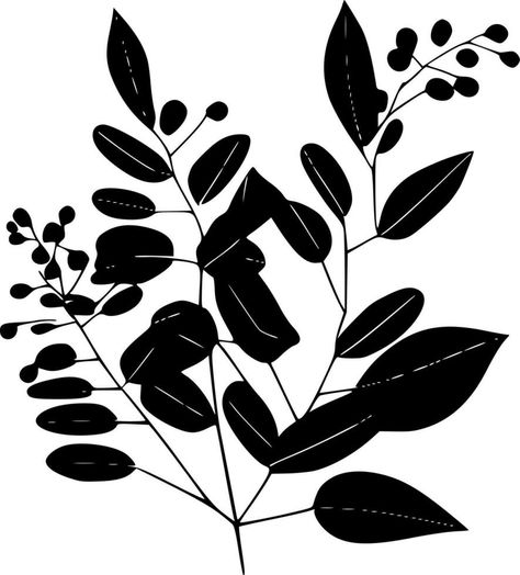 Eucalyptus - Black and White Isolated Icon - Vector illustration Illustration Vector, Vector Free, Vector Illustration, Black And White, White, Black