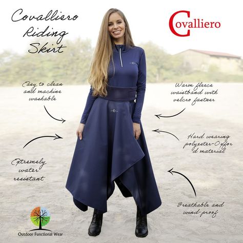 Escape the cold this winter with the Covalliero Riding Skirt which will cover your legs and help you avoid getting chills. Anachronistic Fashion, Riding Skirt Pattern, Horse Riding Skirts, Riding Skirt, Winter Riding, Waterproof Coat, Future Technology, Horse Stuff, Clothes Patterns