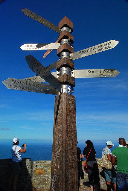 Cape Point, South Africa. Love this signpost and the view that comes with it....where two oceans meet. My spot. Cape Point South Africa, Two Oceans Meet, Clifton Beach, Cape Point, Directional Signs, Out Of Africa, Cape Town South Africa, Western Cape, Just Now