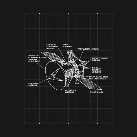 Modern Space Satellite Diagram - Space Satellite - T-Shirt | TeePublic Space Graphic Design Illustration, Space Graphic Design Poster, Theoretical Physics Aesthetic, Schematics Design, Satellite Aesthetic, Satellite Drawing, Satellite Wallpaper, Innovation Aesthetic, Nasa Graphic Design