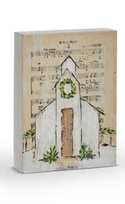 This Christmas accent is an easy way to welcome seasonal tones to your decor. Let it signal the cozy seasons ahead! 10" Painted Houses Art, Folkart Christmas Painting, Christmas Navity Decor, Watercolor Art Nativity, Painting Christmas Gift Ideas, Christmas Crafts With Hymnal Pages, Line And Wash Watercolor Christmas Cards, Plaster Christmas Tree, Painted Churches On Wood