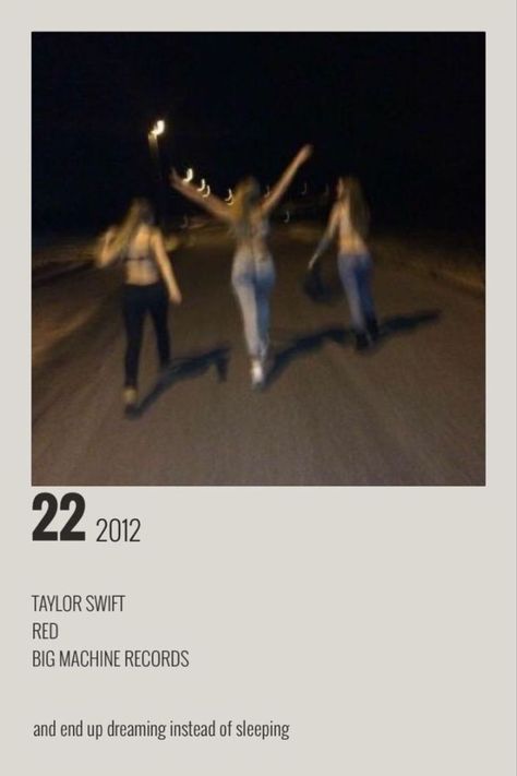 Polaroids Ideas, 22 Taylor Swift, Songs Taylor Swift, Taylor Swift Discography, Red Song, 22 Taylor, Taylor Swift 22, Taylor Songs, Vintage Music Posters