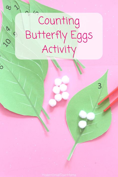 Counting Butterfly Eggs #childrenactivities #preschool #earlylearning Preschool Birds Activities, Butterfly Toddler Activity, Butterfly Math Activities, Butterfly Science Activities, Caterpillar Preschool, Butterfly Eggs, Life Cycles Preschool, Butterfly Life Cycle Activity, Caterpillar To Butterfly