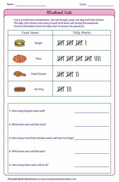 Worksheets For 4th Grade, Tally Graphs, Mark Word, Tally Chart, Tally Marks, Interesting Topics, Reading Worksheets, Worksheet Template, Word Problems