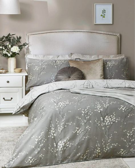 Laura Ashley Bedroom, Laura Ashley Bedding, Grey Duvet, King Quilt Sets, 100 Cotton Duvet Covers, Gray Duvet Cover, Steel Bed, King Size Duvet, Cotton Bedding Sets