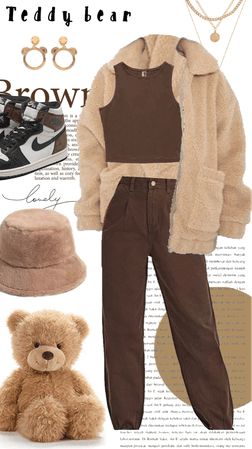 Bear Aesthetic Clothes, Bear Aesthetic Outfit, Teddy Bear Outfit, Teddy Outfit, Bear Aesthetic, Bear Outfit, Manic Pixie Dream Girl, Teddy Bear Clothes, Bear Outfits