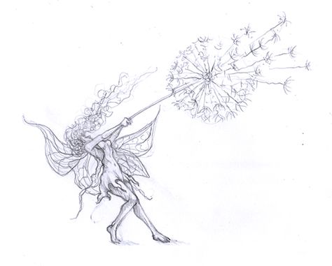 Fairy and Dandelion Fairy Dandelion Tattoo, Dandelion Fairy Tattoo, Tattoos Horoscope, Forest Fairy Tattoo, Dark Fairy Tattoo, Tattoos Astrology, Tattoos Fairy, Tattoos Zodiac, Tattoos Angel